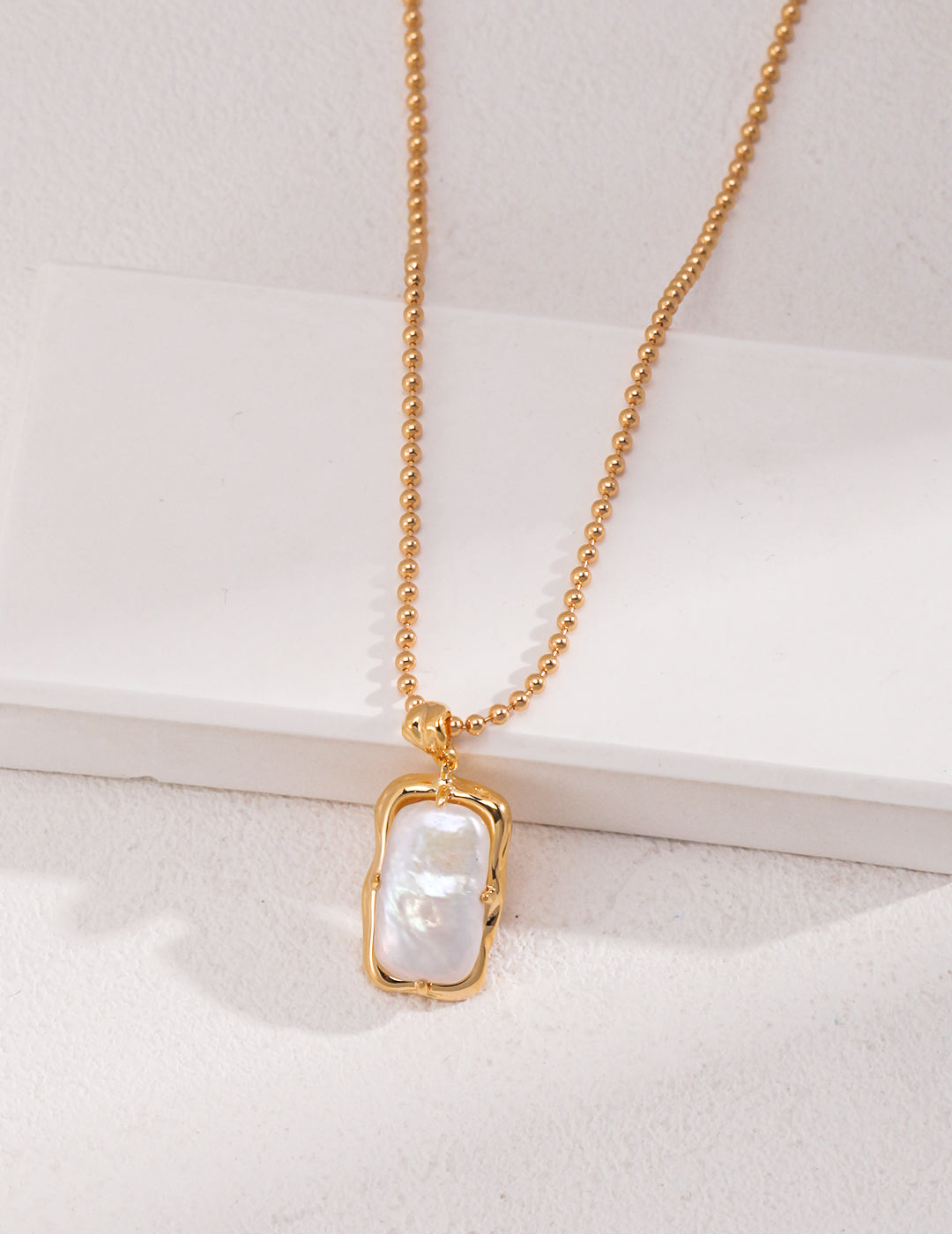 Vintage Gold Pearl Jewelry Set – S925 Sterling Silver Adjustable Necklace & Earrings