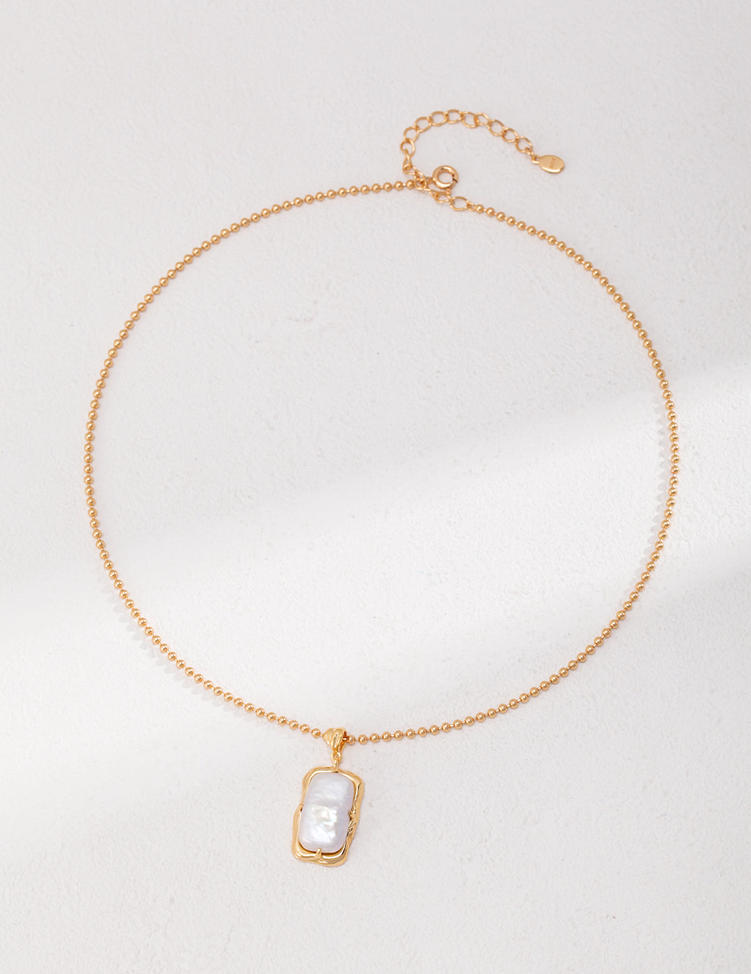 Vintage Gold Pearl Jewelry Set – S925 Sterling Silver Adjustable Necklace & Earrings
