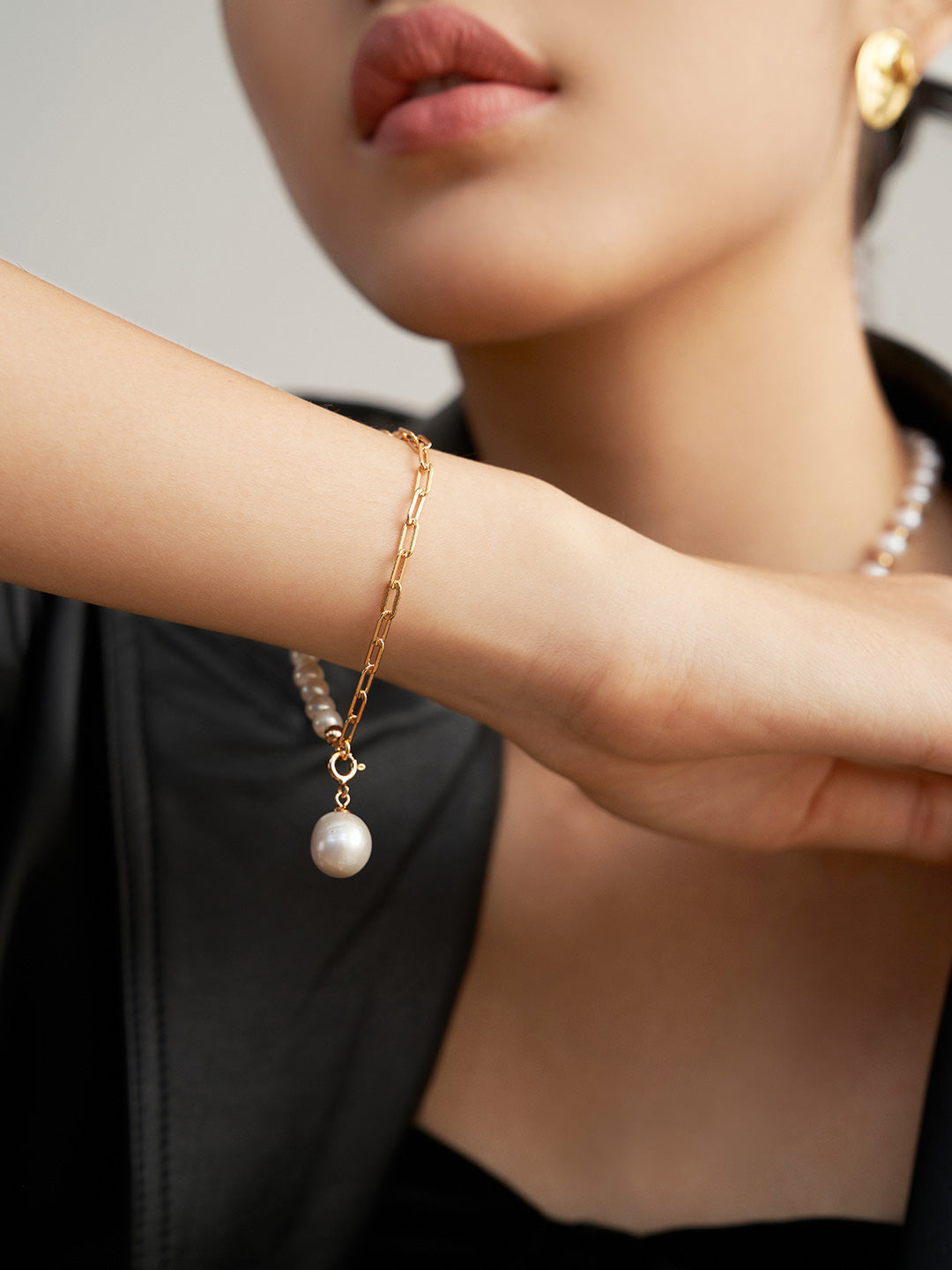 925 Sterling Silver Baroque Pearl Bracelet Adjustable