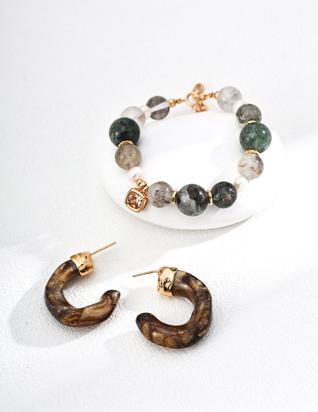 S925 Silver Natural Ghost Crystal Pearl Bracelet
