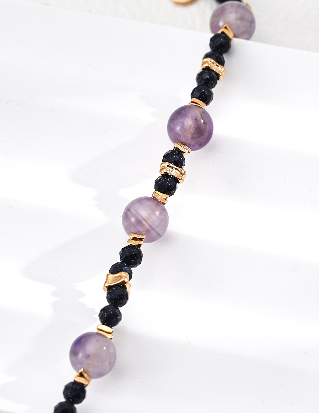 S925 Amethyst & Blue Sandstone Bracelet Adjustable Silver Chain
