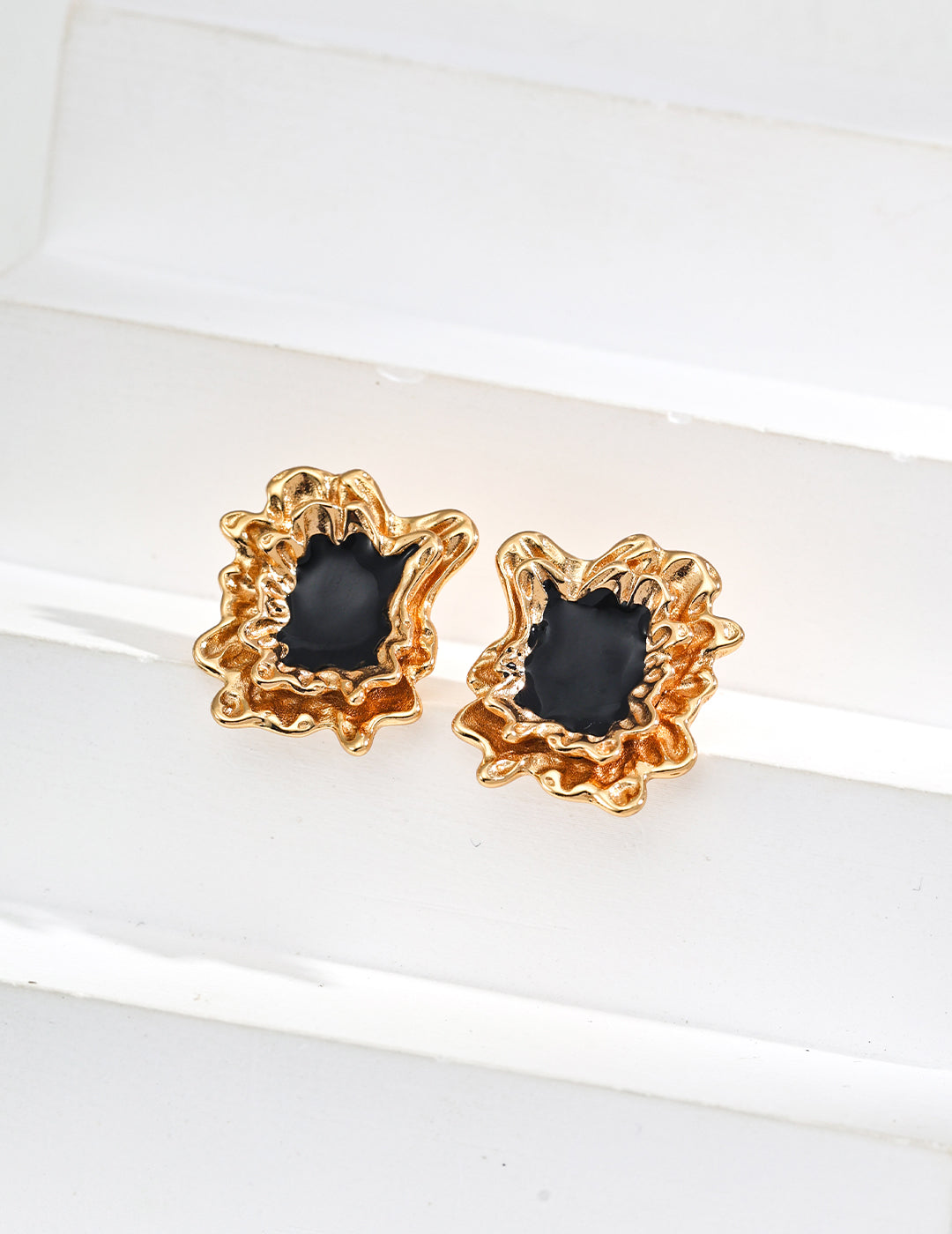 Vintage Gold S925 Black Drop Earrings