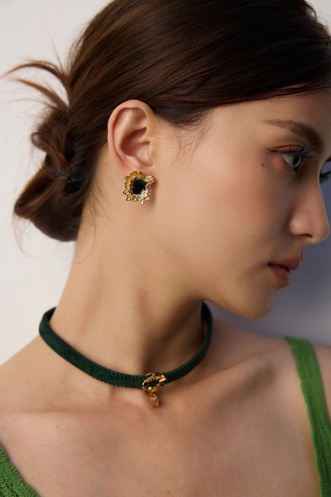 Vintage Gold S925 Black Drop Earrings