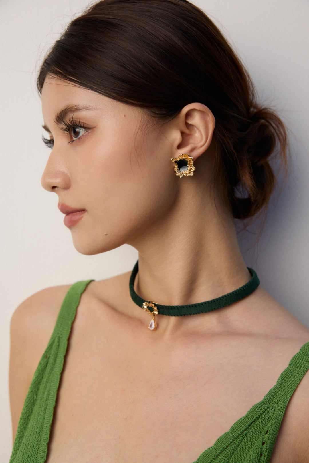 Vintage Gold S925 Black Drop Earrings