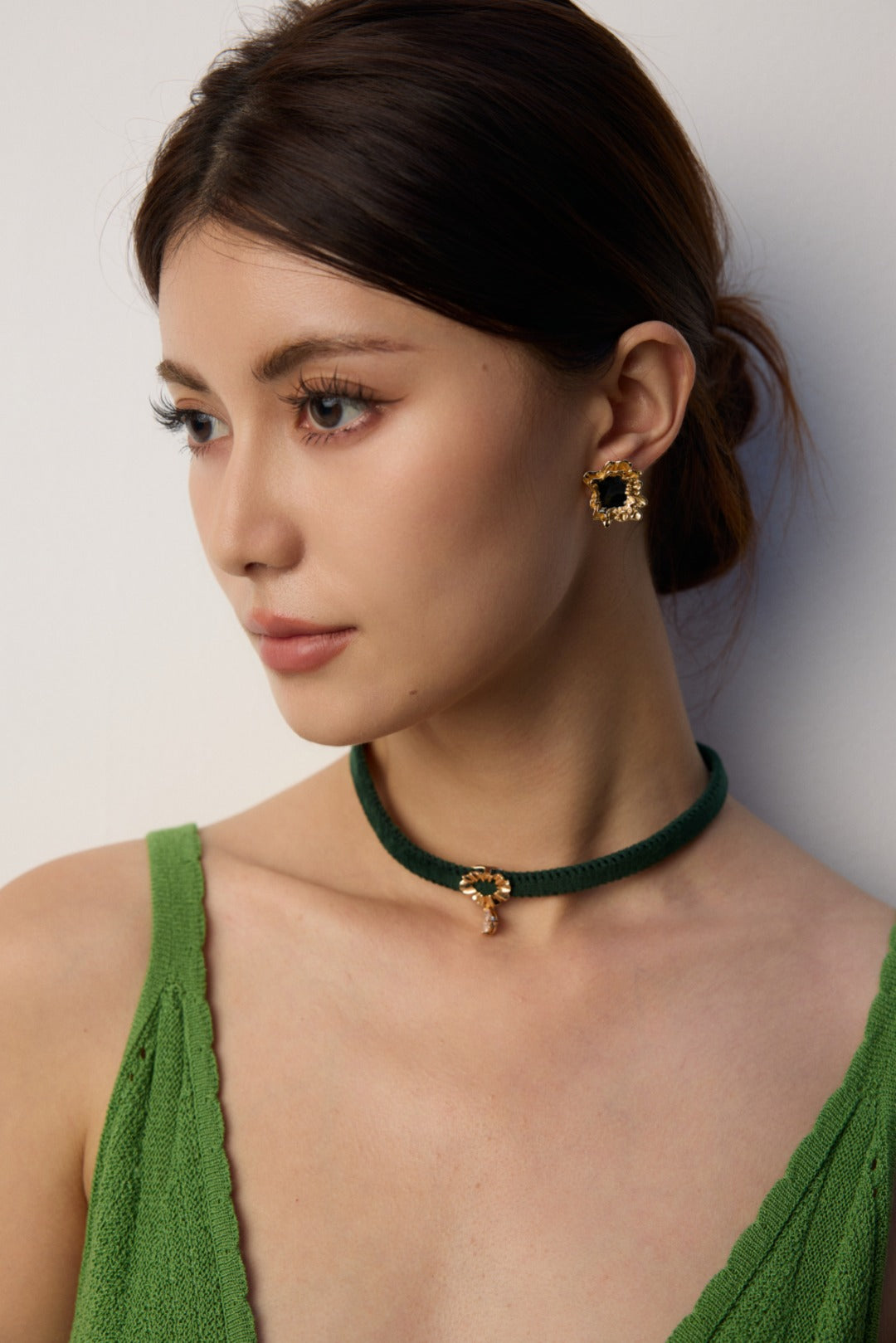Vintage Gold S925 Black Drop Earrings