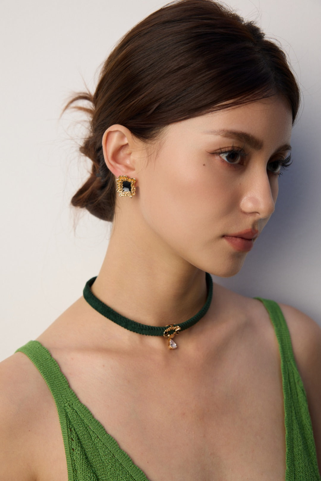 Vintage Gold S925 Black Drop Earrings