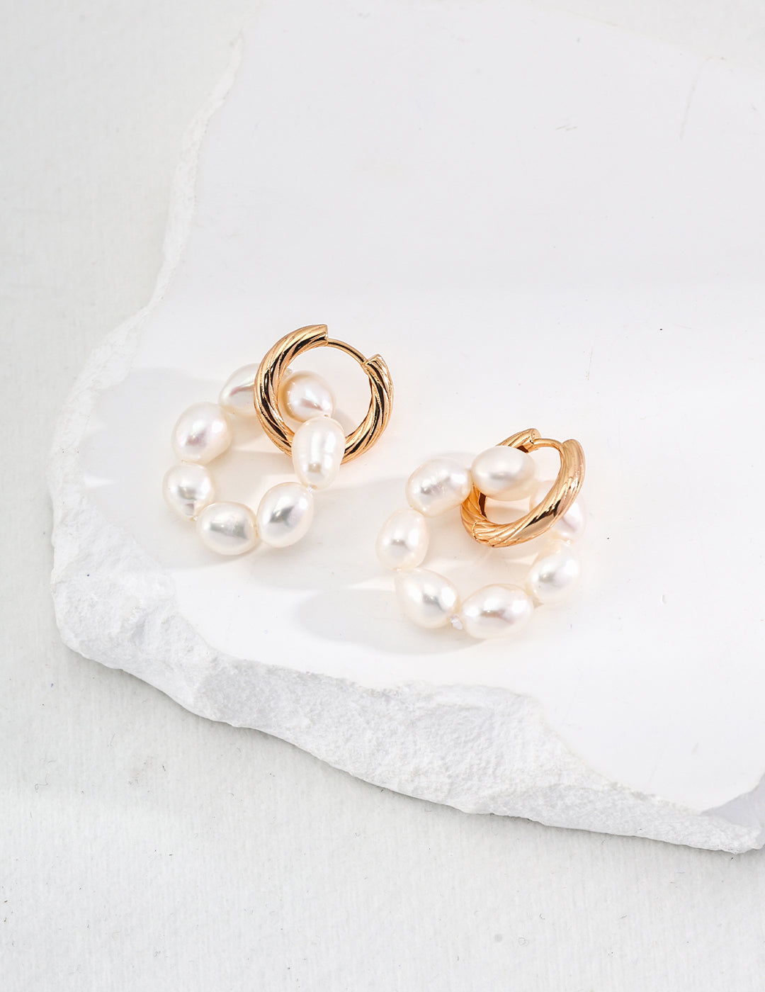 Vintage Gold S925 Sterling Silver Natural Pearl Earrings
