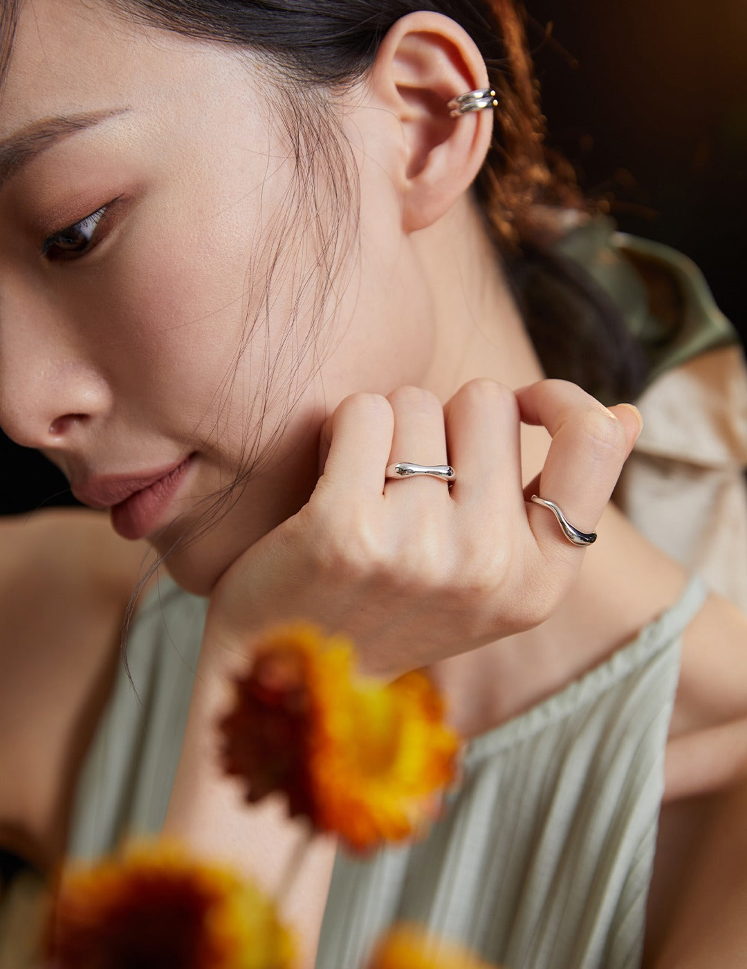 Minimalist Adjustable 925 Sterling Silver Open Ring