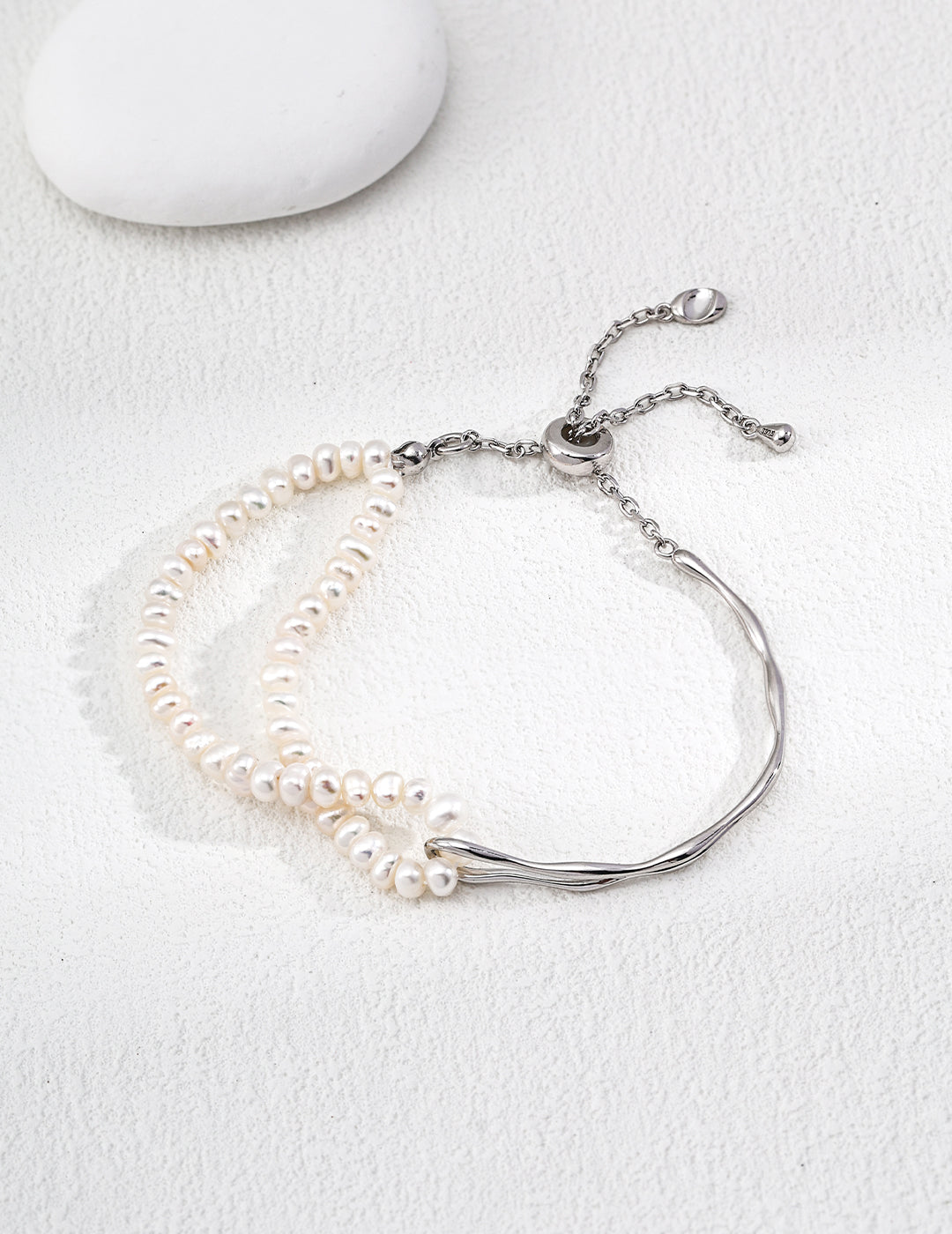 Elegant S925 Sterling Silver Natural Pearl Bracelet Adjustable