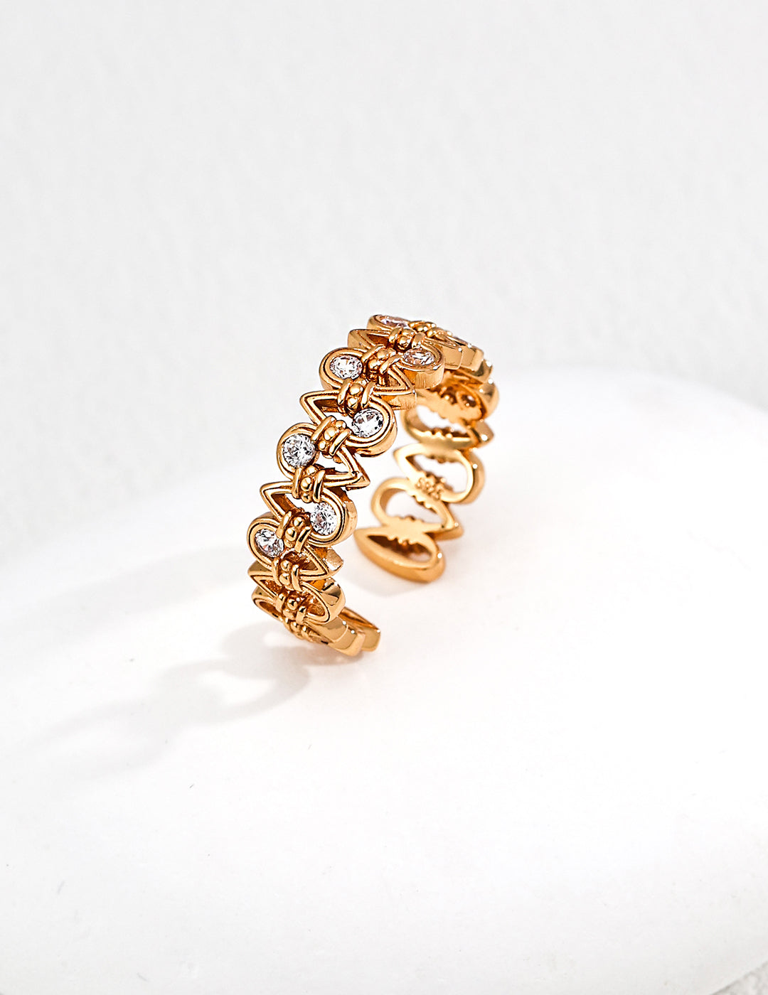 Luxury S925 Silver Vintage Zircon Interlaced Ring