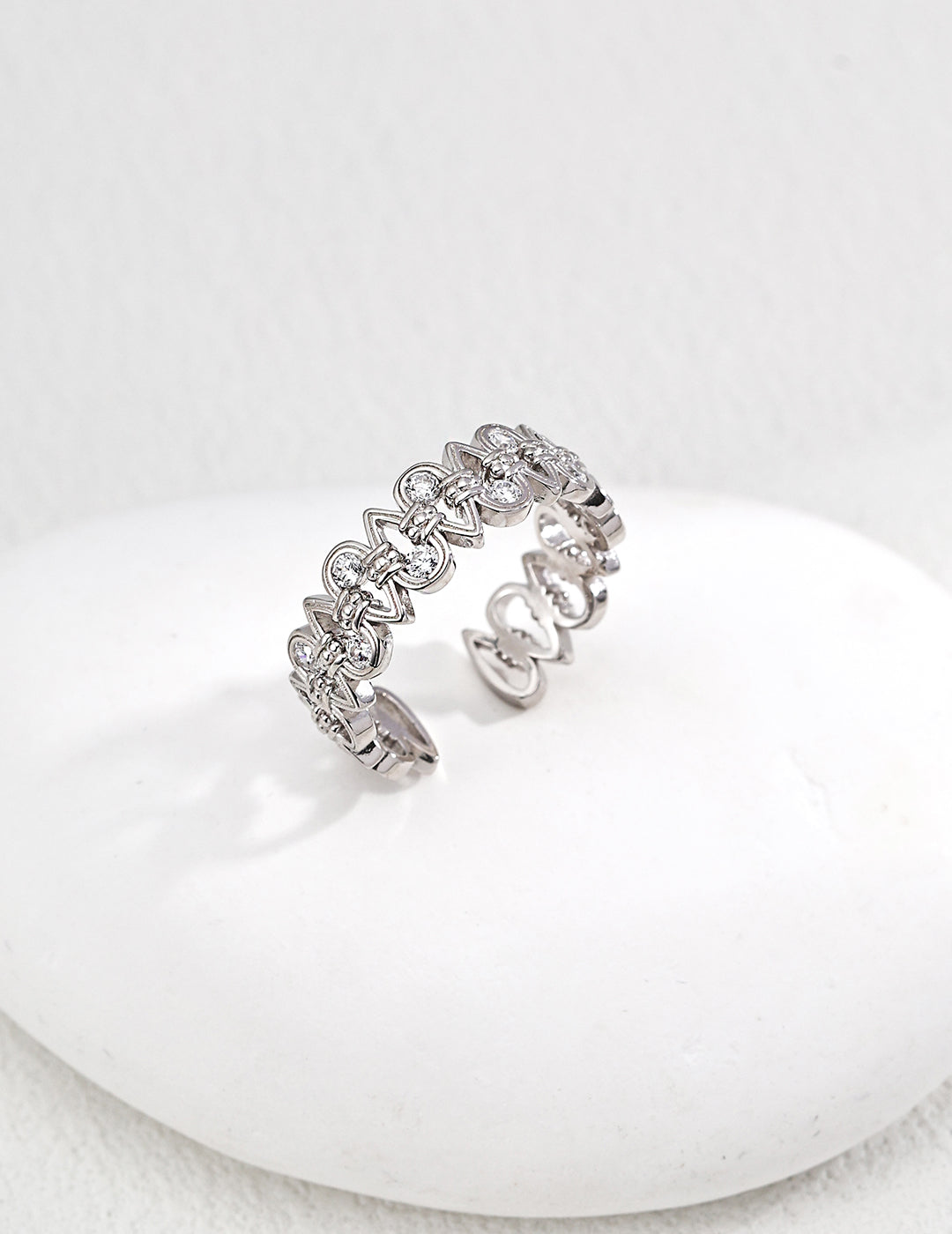 Luxury S925 Silver Vintage Zircon Interlaced Ring