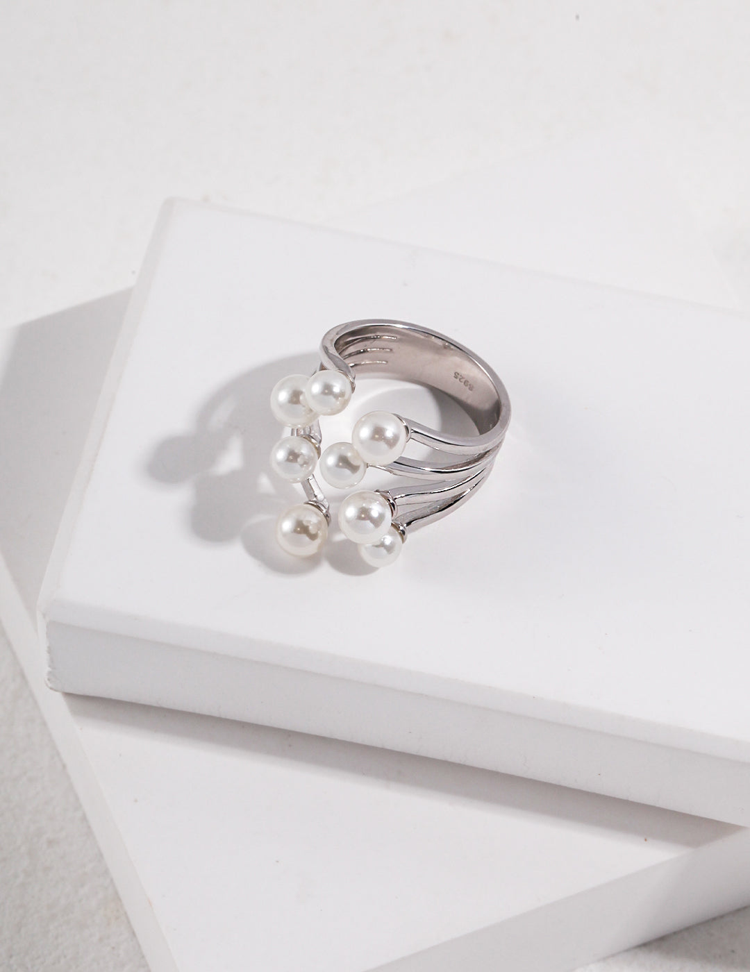 Luxury S925 Silver Pearl Ring with Open Design