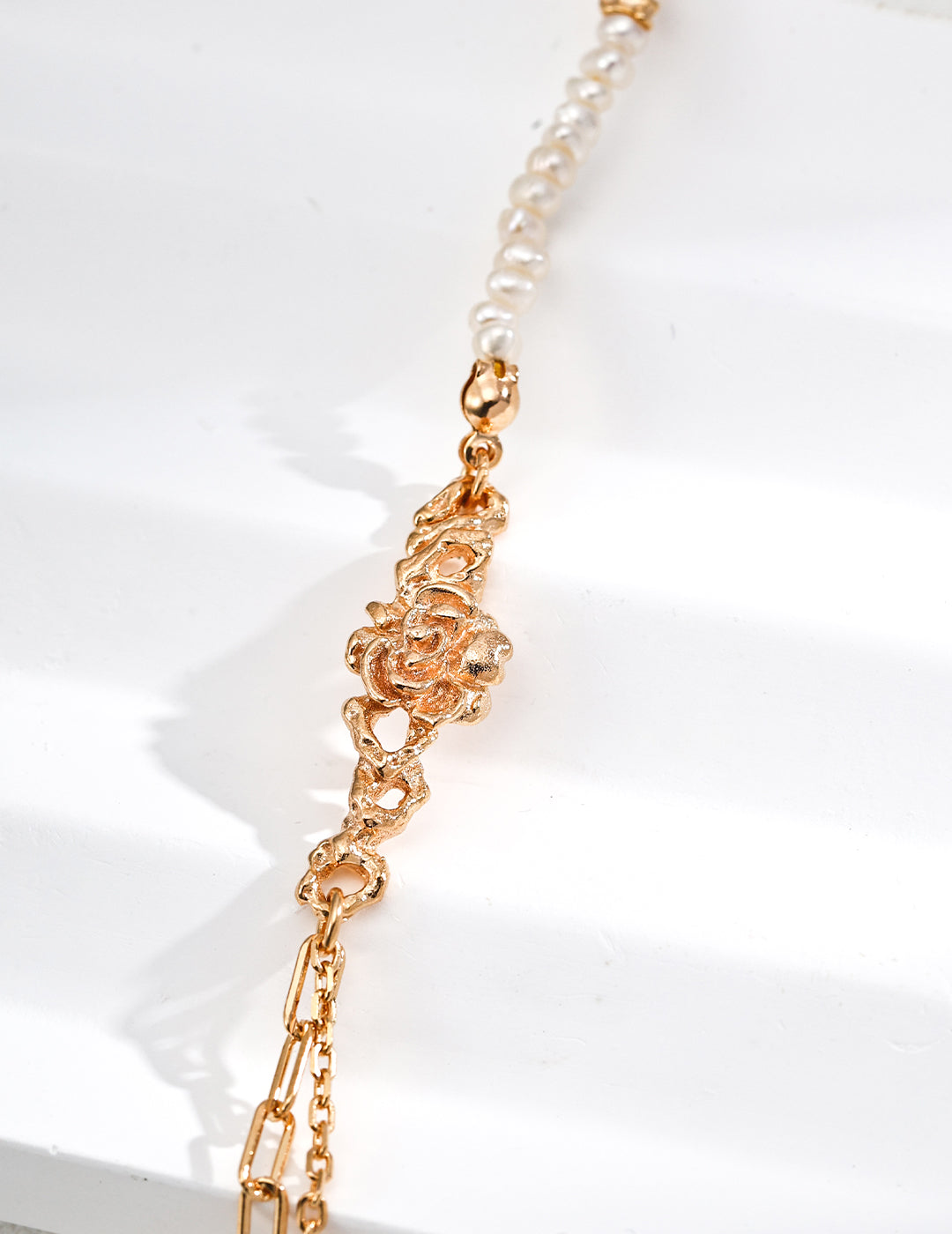 Vintage Pearl Rose Bracelet 925 Silver Adjustable