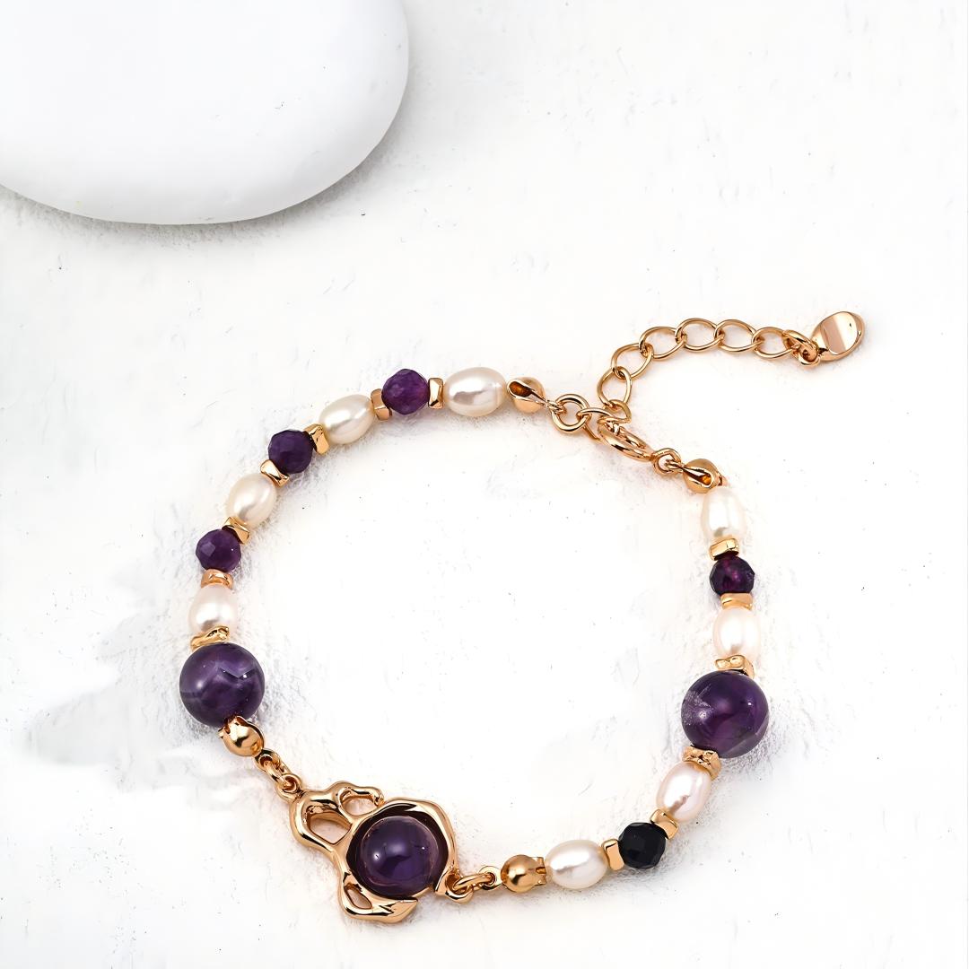 Amethyst Bracelet & Earrings Set 925 Sterling Silver