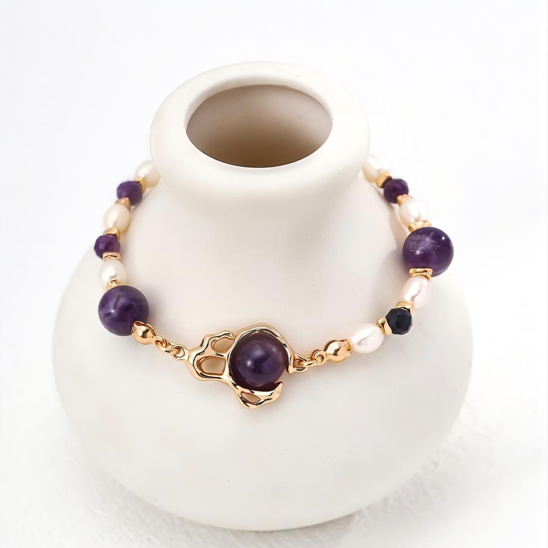 Amethyst Bracelet & Earrings Set 925 Sterling Silver