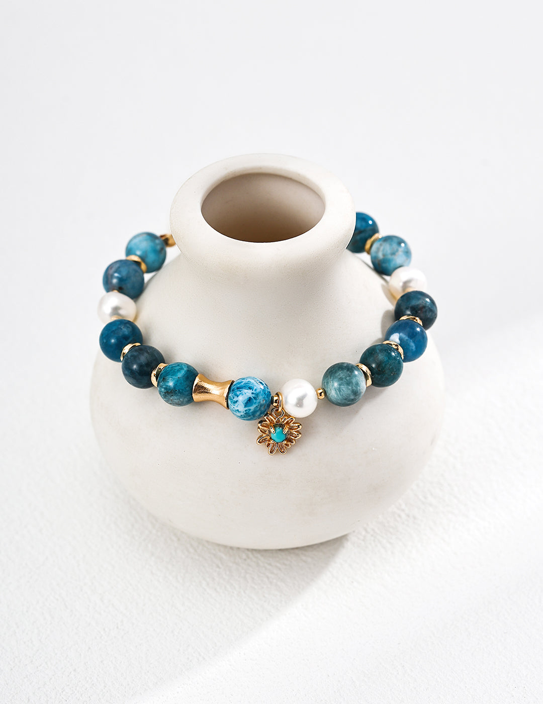 Natural Pearl Azurite Turquoise Bracelet