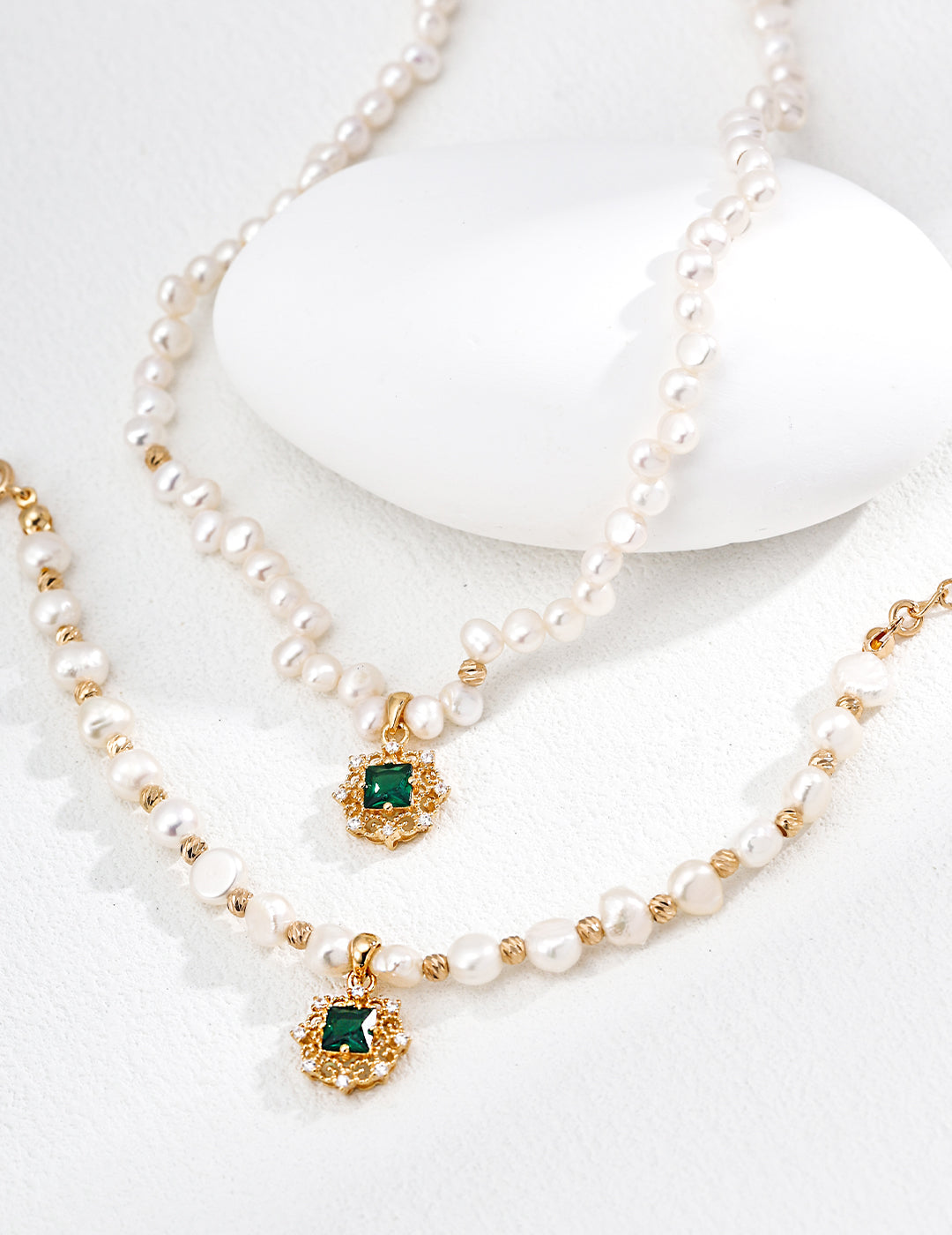 【Vintage Jewelry Set】925 Sterling Silver Gold-Plated Necklace & Bracelet with Green Gem Pendant | Elegant Gift